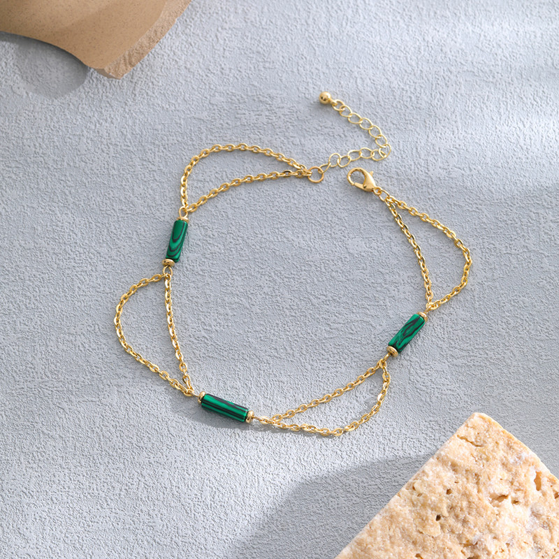 Piatră naturală gleznă cu două straturi pentru femei, farmec de modă, doamnelor, ieșire de vară, bijuterii cu pandantiv pentru glezna, vânzare cu ridicata directă