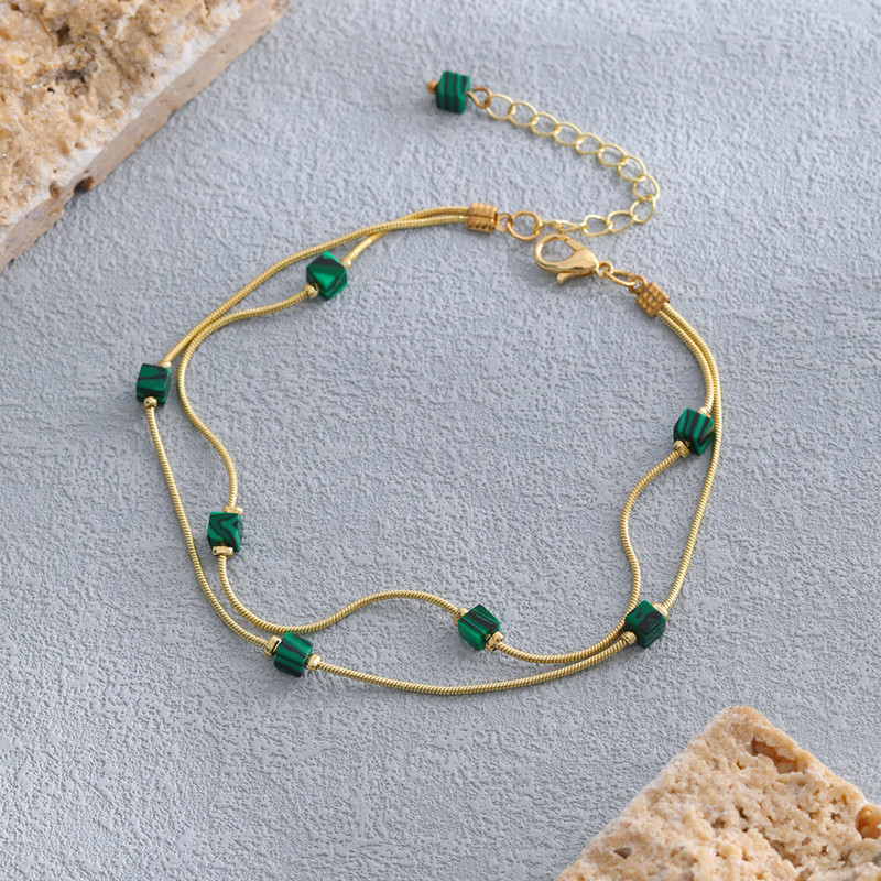 Piatră naturală gleznă cu două straturi pentru femei, farmec de modă, doamnelor, ieșire de vară, bijuterii cu pandantiv pentru glezna, vânzare cu ridicata directă