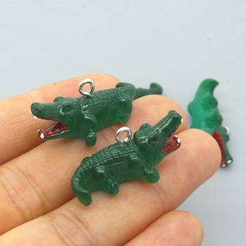 10 τεμ/συσκευασία 3D Small Crocodile Resin Earring Charms Cute Alligator Croc Animal μενταγιόν για κολιέ με μπρελόκ Κατασκευή κοσμημάτων Diy