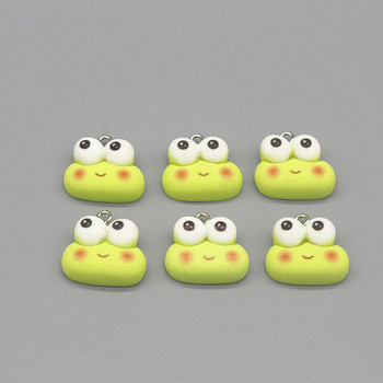 10 τεμ./συσκευασία Kawaii Cartoon Frog Resin Charms Cute Cartoon Animal Pendants for Earring Bracelet DIY Jewelry Making D195