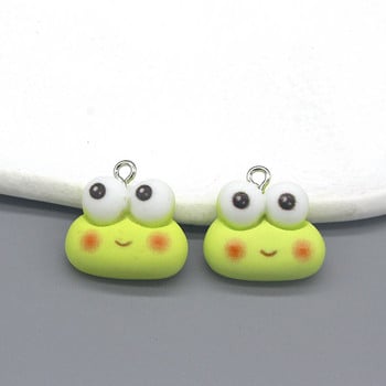 10 τεμ./συσκευασία Kawaii Cartoon Frog Resin Charms Cute Cartoon Animal Pendants for Earring Bracelet DIY Jewelry Making D195