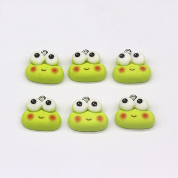 10 τεμ./συσκευασία Kawaii Cartoon Frog Resin Charms Cute Cartoon Animal Pendants for Earring Bracelet DIY Jewelry Making D195