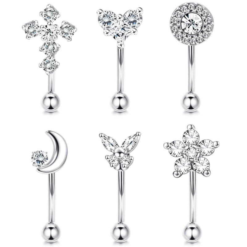 1 buc Inele pentru sprâncene 16G Rook Piercing Bijuterii Oțel inoxidabil Curbat Barbell Inel pentru buric Inel pentru buze Cercei Helix Daith Conch