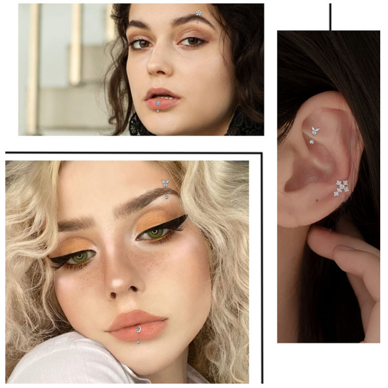 1 buc Inele pentru sprâncene 16G Rook Piercing Bijuterii Oțel inoxidabil Curbat Barbell Inel pentru buric Inel pentru buze Cercei Helix Daith Conch