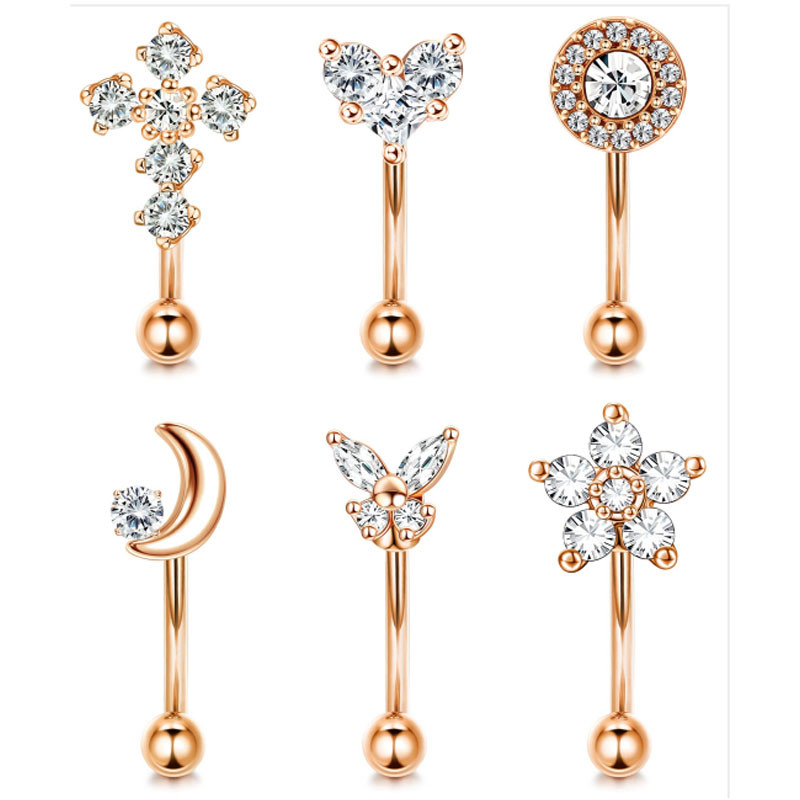 1 buc Inele pentru sprâncene 16G Rook Piercing Bijuterii Oțel inoxidabil Curbat Barbell Inel pentru buric Inel pentru buze Cercei Helix Daith Conch