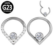 G23 titán szív orrgyűrű félhold cirkonTragus Helix piercing septum Clicker ékszerek vízcseppek fülporc szegmens