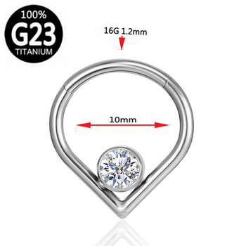 G23 Titanium Heart Nose Ring Crescent ZirconTragus Helix Piercing Septum Clicker Jewelry Water droplets Segment Ear cartilage