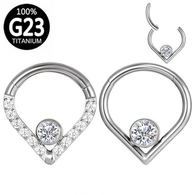 G23 titāna sirds deguna gredzens pusmēness cirkons Tragus Helix pīrsings starpsienas klikeris Rotaslietas Ūdens pilieni Auss skrimšļa segments