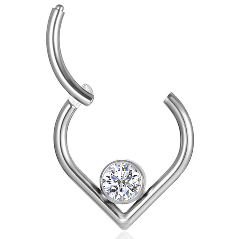 G23 titán szív orrgyűrű félhold cirkonTragus Helix piercing septum Clicker ékszerek vízcseppek fülporc szegmens