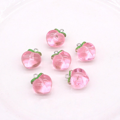 10 buc/pachet Breloc drăguț din rășină de piersică, roz, pandantiv 3D cu fructe mici, pentru cercei, brățară, breloc, bijuterii DIY F491