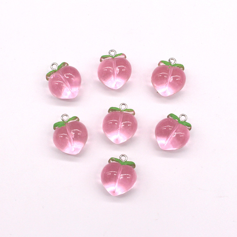 10 buc/pachet Breloc drăguț din rășină de piersică, roz, pandantiv 3D cu fructe mici, pentru cercei, brățară, breloc, bijuterii DIY F491