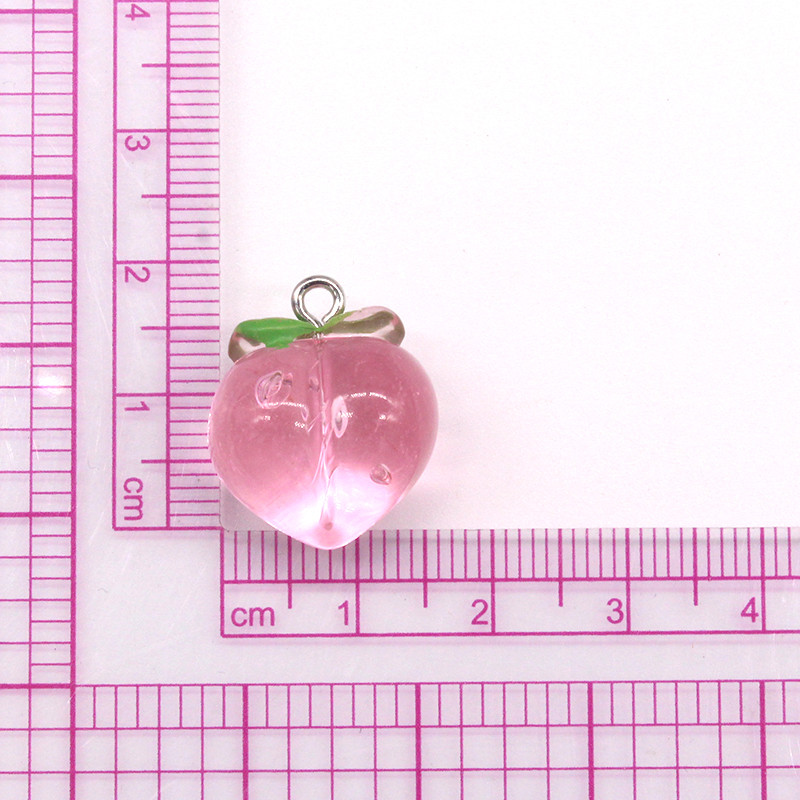10 buc/pachet Breloc drăguț din rășină de piersică, roz, pandantiv 3D cu fructe mici, pentru cercei, brățară, breloc, bijuterii DIY F491