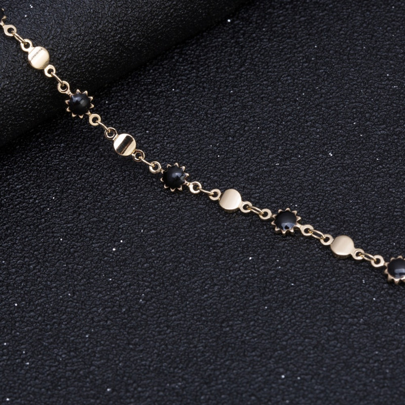 Mărgele de cristal de flori gleznă pentru femei cu stras negru fete sandale cu lanț pentru picioare margele bijuterii pentru picioare desculț croșetat gleznă brățară