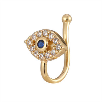 Ψεύτικο δαχτυλίδι μύτης Κρυστάλλινα μανσέτα αυτιού Ψεύτικα τρυπημένα κοσμήματα σώματος για γυναίκες εφήβους Επιχρυσωμένο ασήμι CZ Zircon Cooper Διακοσμητικά με κλιπ