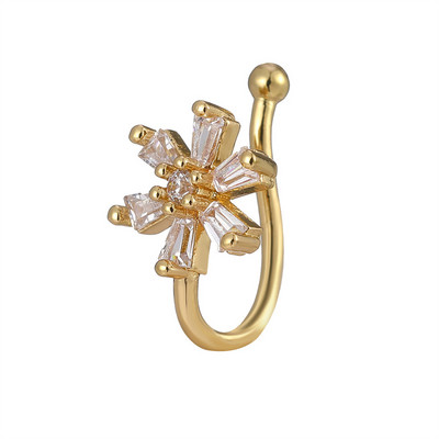 Inel pentru nas fals Manșetă pentru urechi de cristal Piercing fals Bijuterii pentru corp pentru femei Adolescenți Placat cu aur cu argint CZ Zircon Cooper Clip Ornamente