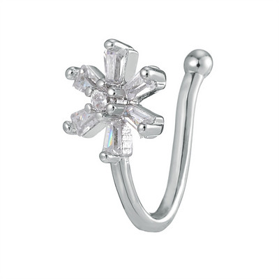 Inel pentru nas fals Manșetă pentru urechi de cristal Piercing fals Bijuterii pentru corp pentru femei Adolescenți Placat cu aur cu argint CZ Zircon Cooper Clip Ornamente
