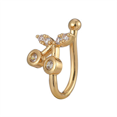 Inel pentru nas fals Manșetă pentru urechi de cristal Piercing fals Bijuterii pentru corp pentru femei Adolescenți Placat cu aur cu argint CZ Zircon Cooper Clip Ornamente