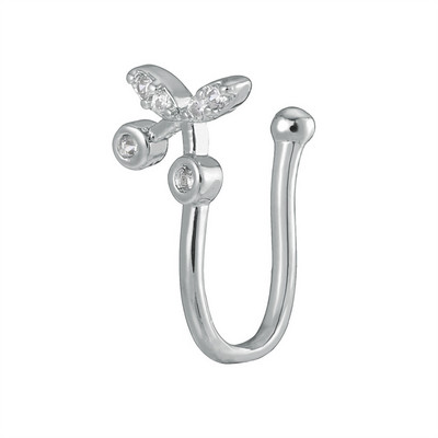 Inel pentru nas fals Manșetă pentru urechi de cristal Piercing fals Bijuterii pentru corp pentru femei Adolescenți Placat cu aur cu argint CZ Zircon Cooper Clip Ornamente