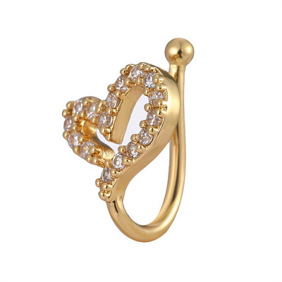 Inel pentru nas fals Manșetă pentru urechi de cristal Piercing fals Bijuterii pentru corp pentru femei Adolescenți Placat cu aur cu argint CZ Zircon Cooper Clip Ornamente