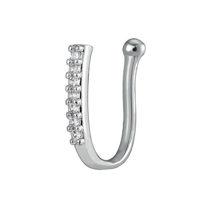 Inel pentru nas fals Manșetă pentru urechi de cristal Piercing fals Bijuterii pentru corp pentru femei Adolescenți Placat cu aur cu argint CZ Zircon Cooper Clip Ornamente