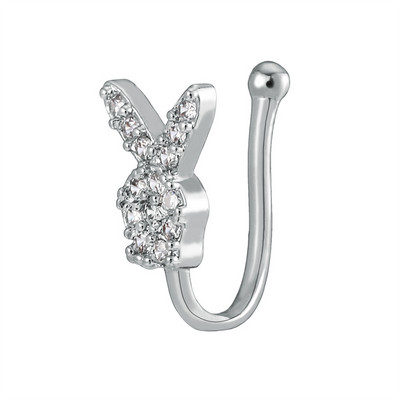 Inel pentru nas fals Manșetă pentru urechi de cristal Piercing fals Bijuterii pentru corp pentru femei Adolescenți Placat cu aur cu argint CZ Zircon Cooper Clip Ornamente
