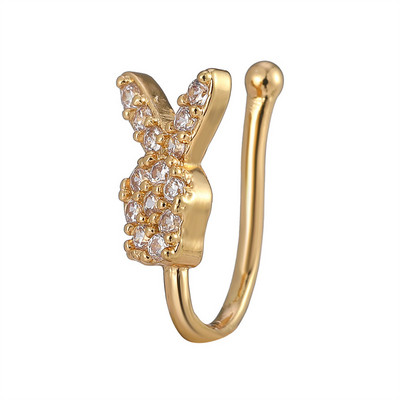 Inel pentru nas fals Manșetă pentru urechi de cristal Piercing fals Bijuterii pentru corp pentru femei Adolescenți Placat cu aur cu argint CZ Zircon Cooper Clip Ornamente