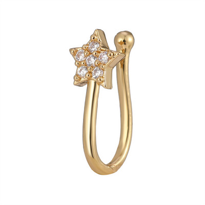 Inel pentru nas fals Manșetă pentru urechi de cristal Piercing fals Bijuterii pentru corp pentru femei Adolescenți Placat cu aur cu argint CZ Zircon Cooper Clip Ornamente