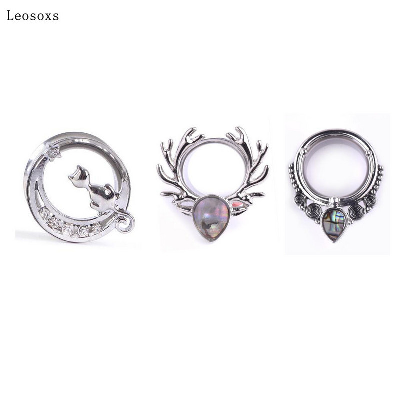 Leosoxs 1 bucată 6-25mm vânzare fierbinte scripete din oțel inoxidabil gol moda auricul ureche expansiune corp piercing bijuterii