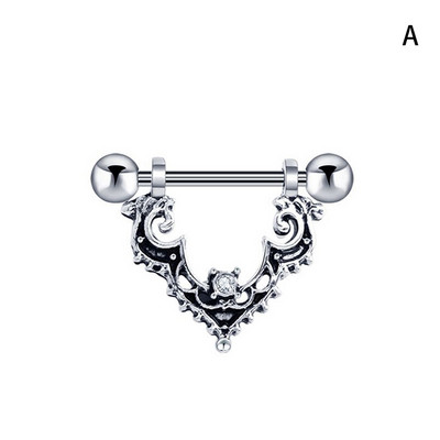 1 buc. Piercing pentru mamelon din oțel inoxidabil cu design de craniu scut inel pentru mamelon, oțel chirurgical, femei, fete, bijuterii, bijuterii cool pentru corp