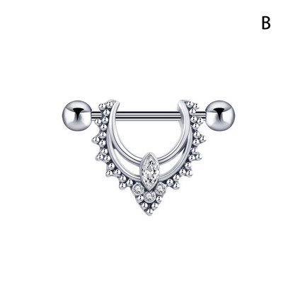 1 buc. Piercing pentru mamelon din oțel inoxidabil cu design de craniu scut inel pentru mamelon, oțel chirurgical, femei, fete, bijuterii, bijuterii cool pentru corp