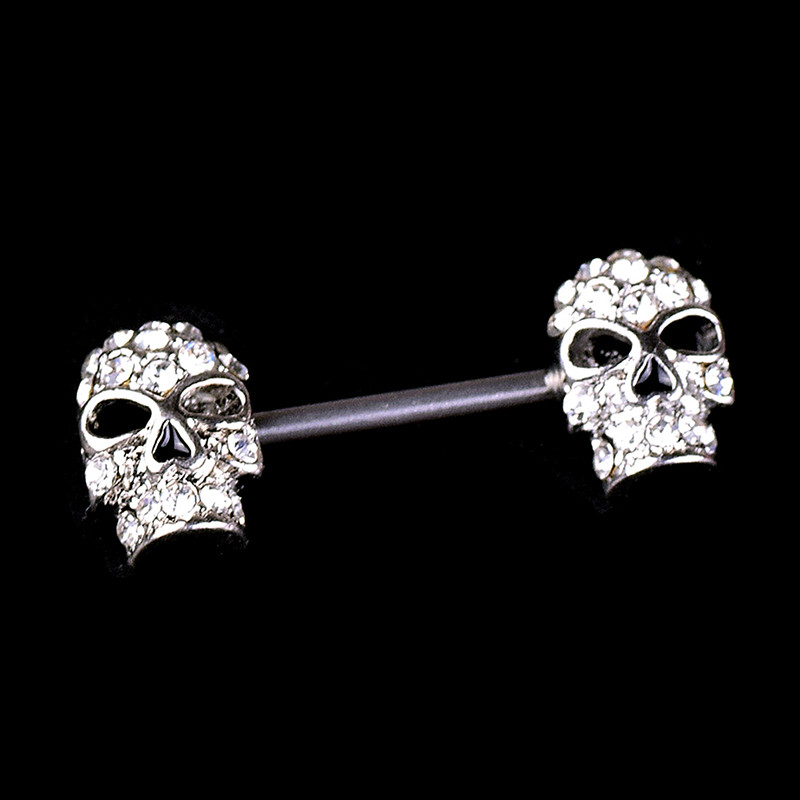 1 buc. Piercing pentru mamelon din oțel inoxidabil cu design de craniu scut inel pentru mamelon, oțel chirurgical, femei, fete, bijuterii, bijuterii cool pentru corp