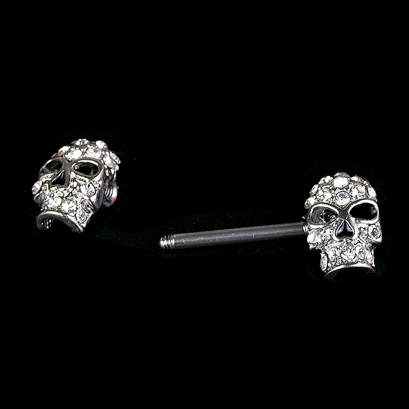 1 buc. Piercing pentru mamelon din oțel inoxidabil cu design de craniu scut inel pentru mamelon, oțel chirurgical, femei, fete, bijuterii, bijuterii cool pentru corp