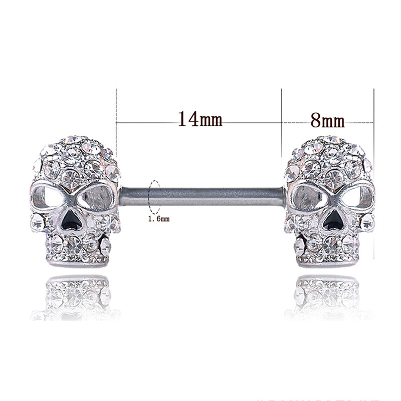 1 buc. Piercing pentru mamelon din oțel inoxidabil cu design de craniu scut inel pentru mamelon, oțel chirurgical, femei, fete, bijuterii, bijuterii cool pentru corp