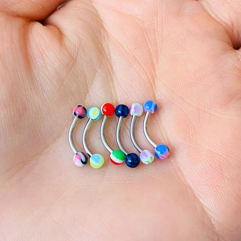 Divatos akril szemöldök piercing 16 g nyelv piercing kígyószem Labret ajakpiercing ékszer sebészeti acél szemöldök gyűrűk