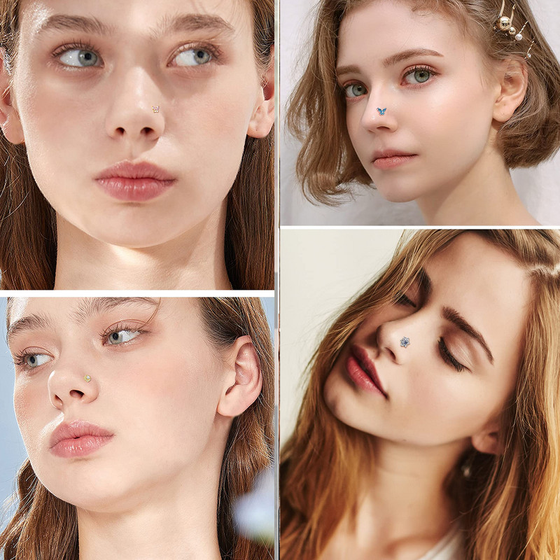 1 buc 20G Șuruburi nas Inele din oțel inoxidabil nas Șurub Inel nas în formă de L Inel de nas floare Piercing Bijuterii