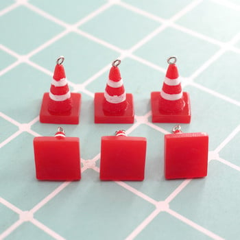 10 τμχ/συσκευασία Mini Barricade Traffic Sign Funny Resin Charms DIY Flatback χαριτωμένα μενταγιόν για σκουλαρίκι κοσμήματα με μπρελόκ Make D271