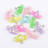 10db Mix Kawaii Bowknot cukorgyanta bűbájok fülbevaló leletekhez Sweet Candy nyaklánc kulcstartó barkács dekoráció ékszer készítés