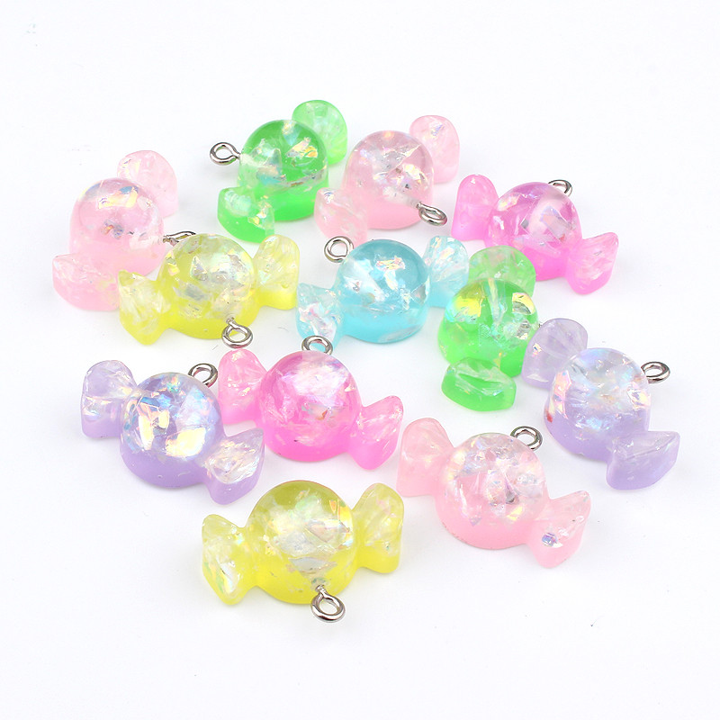 10db Mix Kawaii Bowknot cukorgyanta bűbájok fülbevaló leletekhez Sweet Candy nyaklánc kulcstartó barkács dekoráció ékszer készítés