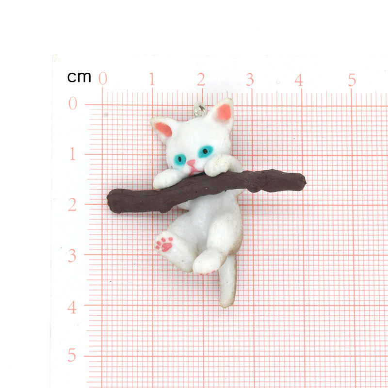 2 bucăți Kawaii care mușcă crengă de copac pisică rășină brelocuri pentru brelocuri colier pandantiv accesoriu bricolaj 3D meșteșuguri animale bijuterii face