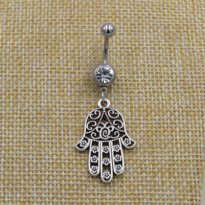 Nou stil punk Pentacle Pandantiv Pentagramă Zircon Dangle Inele pentru buric Body Barbell Bar Piercing pentru buric Bijuterii supranaturale