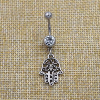 Nou stil punk Pentacle Pandantiv Pentagramă Zircon Dangle Inele pentru buric Body Barbell Bar Piercing pentru buric Bijuterii supranaturale