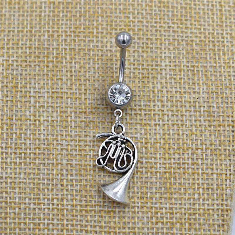 Nou stil punk Pentacle Pandantiv Pentagramă Zircon Dangle Inele pentru buric Body Barbell Bar Piercing pentru buric Bijuterii supranaturale