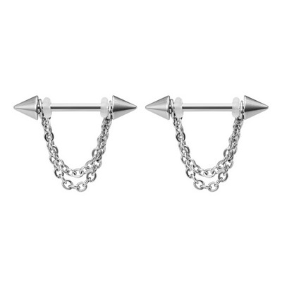 2 buc Piercing pentru mamelon cu flori Barbell Bar inel pentru mamelon din oțel inoxidabil Husă sexy pentru scut de sân pentru femei, bijuterii cu lanț suspendate 14G