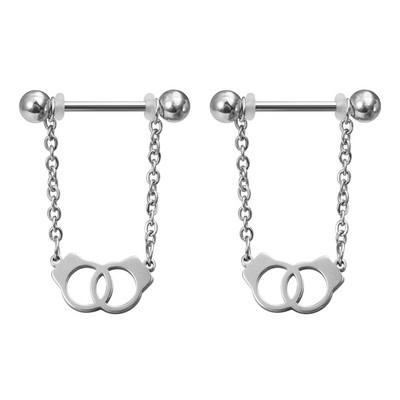 2 buc Piercing pentru mamelon cu flori Barbell Bar inel pentru mamelon din oțel inoxidabil Husă sexy pentru scut de sân pentru femei, bijuterii cu lanț suspendate 14G