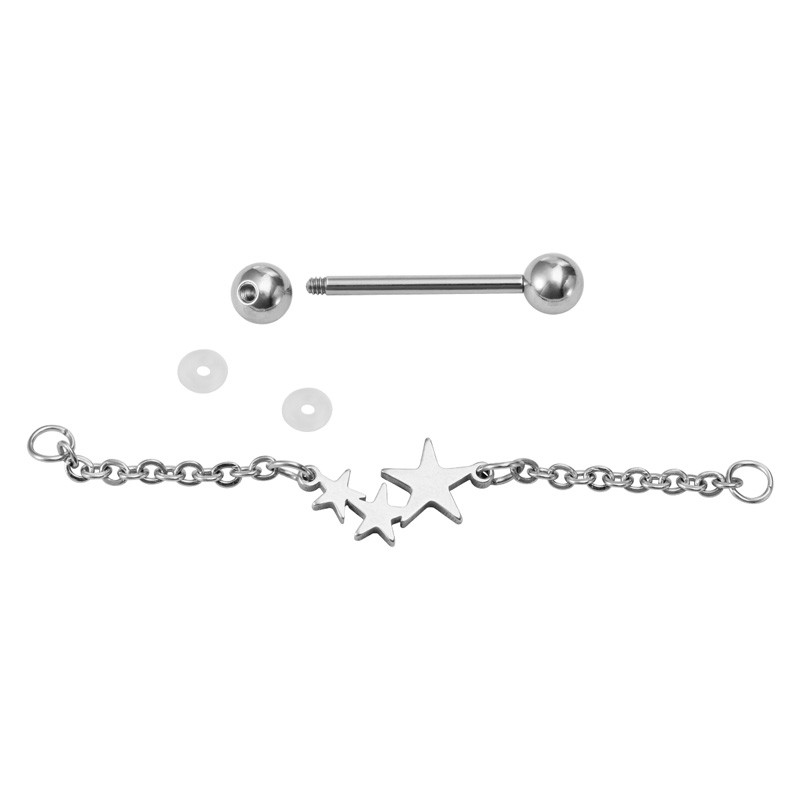 2 buc Piercing pentru mamelon cu flori Barbell Bar inel pentru mamelon din oțel inoxidabil Husă sexy pentru scut de sân pentru femei, bijuterii cu lanț suspendate 14G