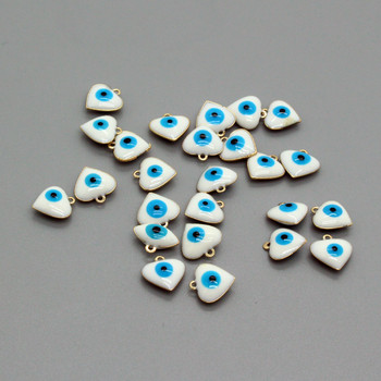 10 τμχ Cute Small Love Heart Evil Eye σκουλαρίκι από ρητίνη Γούρια Μίνι βραχιόλι μπλε μάτια Κρεμαστό κολιέ Χειροποίητο κόσμημα