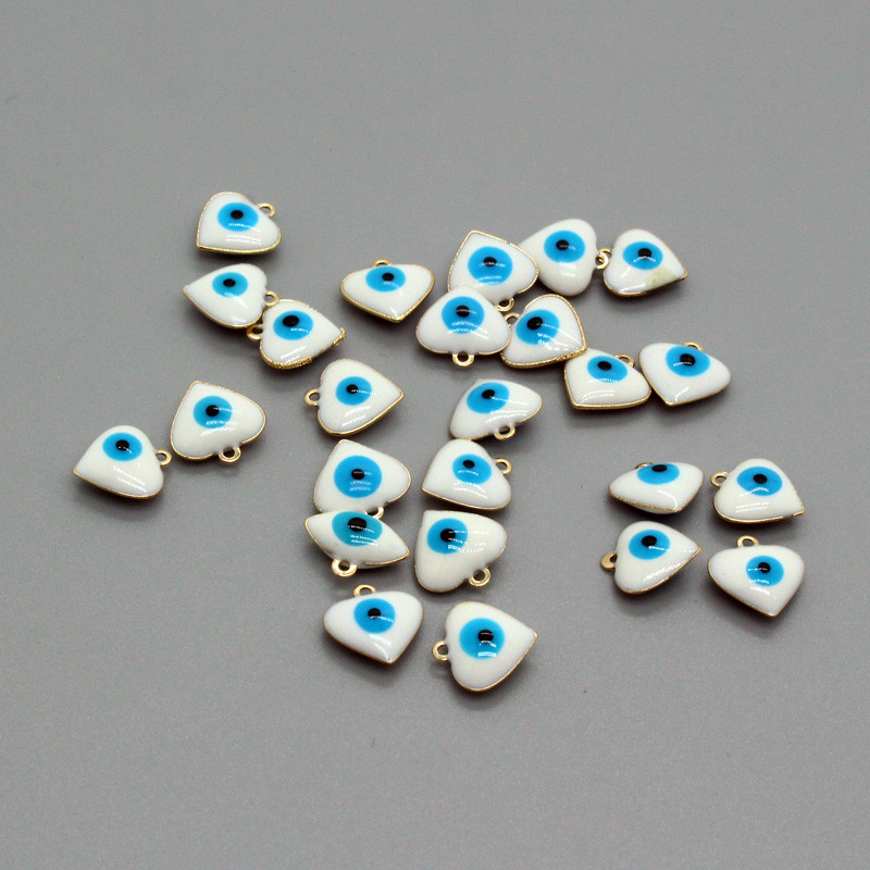 10 bucăți drăguț mic dragoste inimă evil eye rășină cercei brelocuri mini ochi albaștri brățară colier pandantive bijuterii lucrate manual