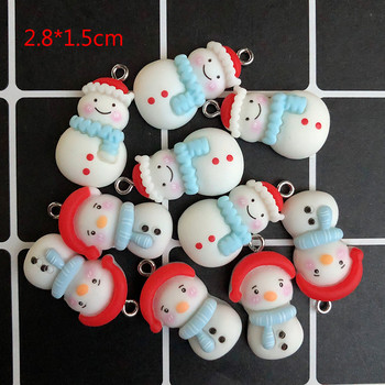 Mix 10 τμχ/συσκευασία Kawaii Christmas Snowman Resin Charms Lovely Flatback Κρεμαστό καρτούν για Σκουλαρίκια Βραχιόλι DIY Κατασκευή κοσμημάτων