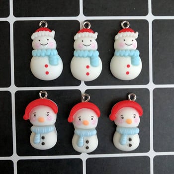 Mix 10 τμχ/συσκευασία Kawaii Christmas Snowman Resin Charms Lovely Flatback Κρεμαστό καρτούν για Σκουλαρίκια Βραχιόλι DIY Κατασκευή κοσμημάτων