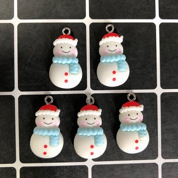 Mix 10 τμχ/συσκευασία Kawaii Christmas Snowman Resin Charms Lovely Flatback Κρεμαστό καρτούν για Σκουλαρίκια Βραχιόλι DIY Κατασκευή κοσμημάτων